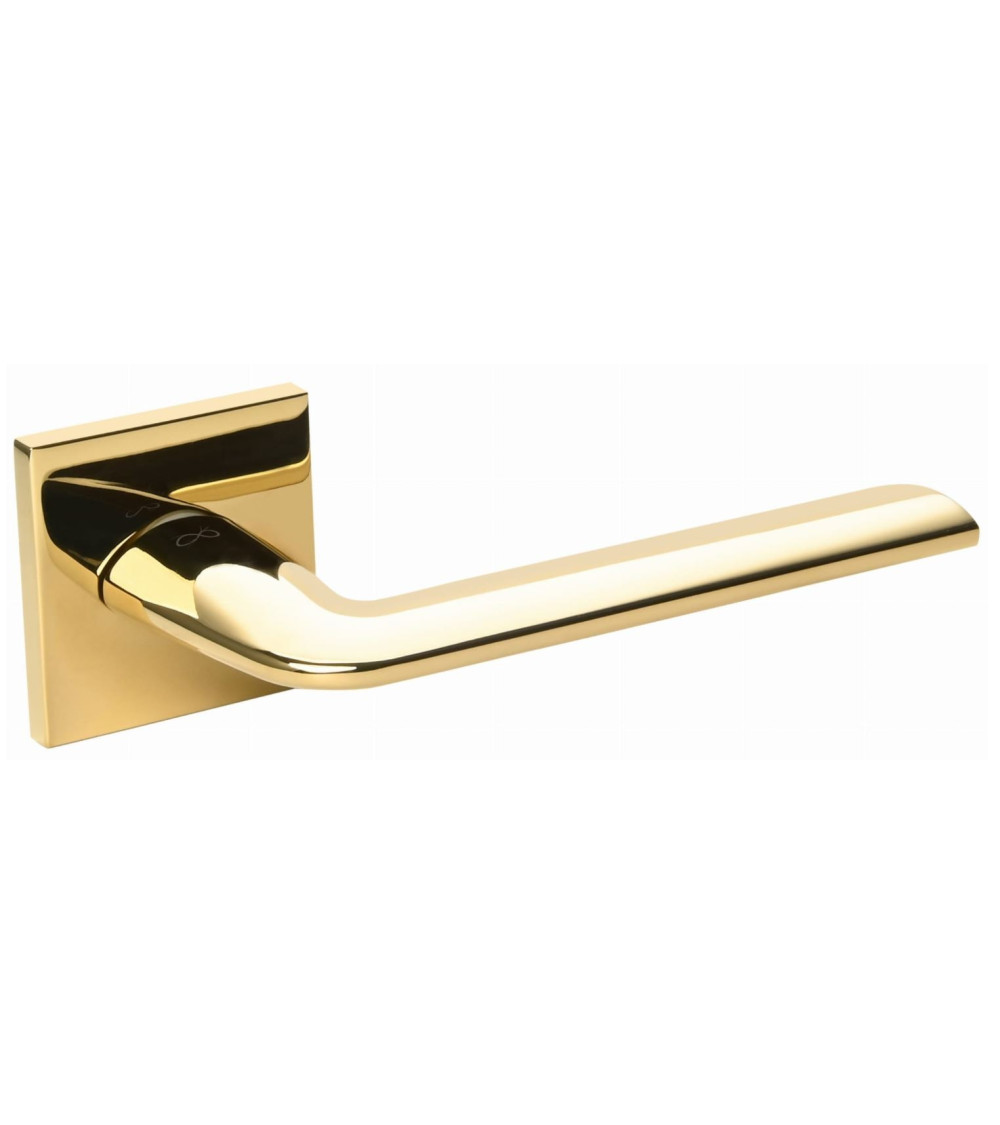 Golden door handle on black door