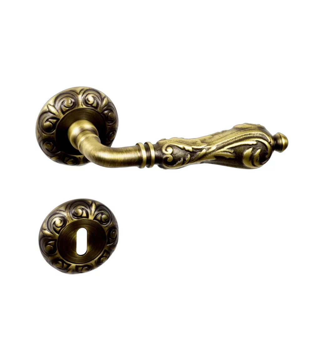 door handle with spiral motifs on a lock escutcheon, perfect for an Art Deco interior