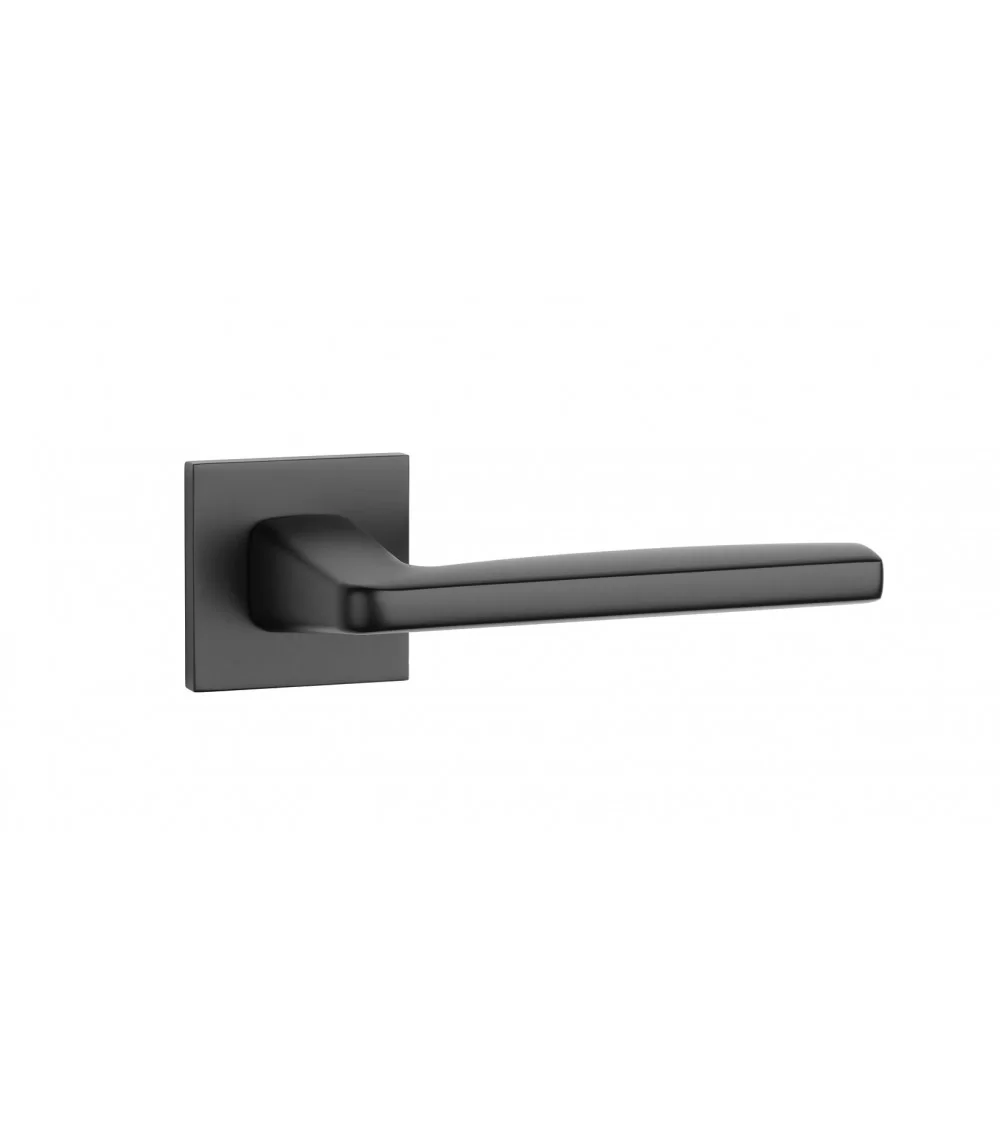 Poignée de porte en zamak, modele ERBA sur rosace carrée de couleur  or poli