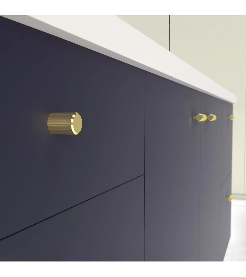 gold or pink aluminium furniture knob on black furniture