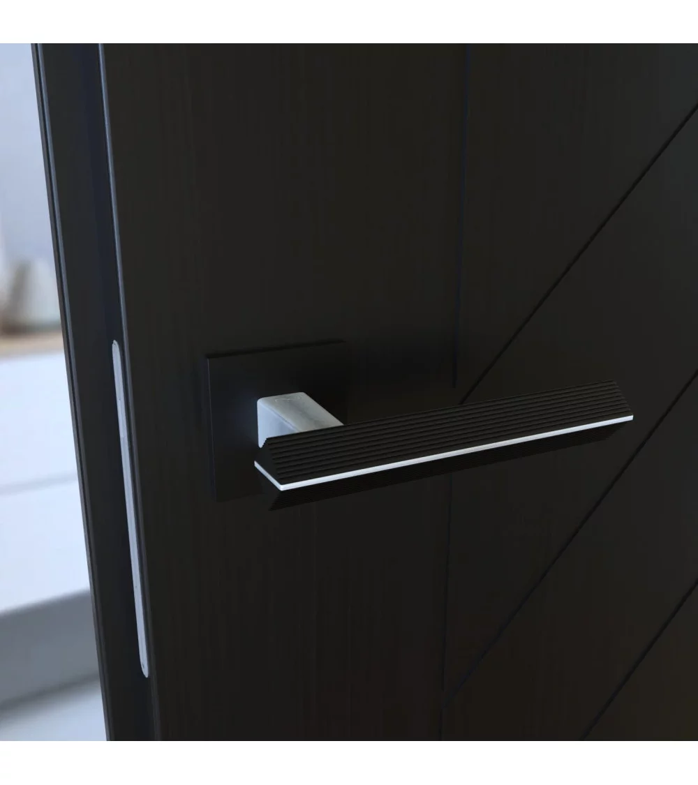 poignée de porte bicolore chrome et noir ultra moderne