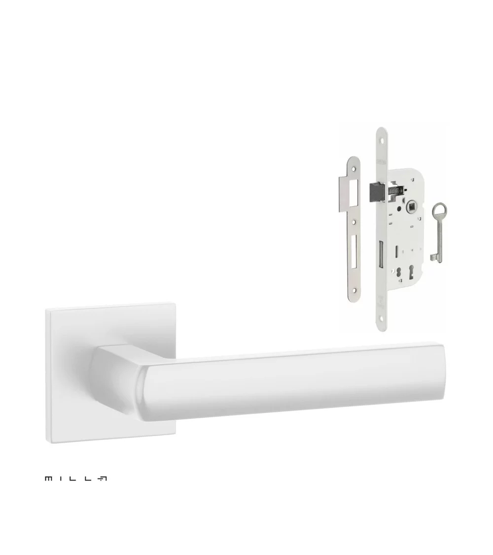 white designer door handle with its lock