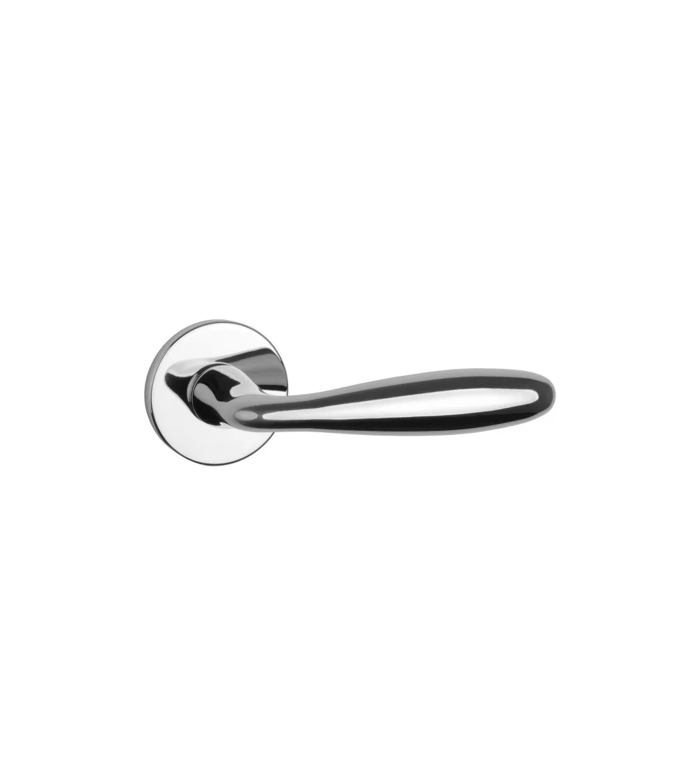 Chrome door handle on black door
