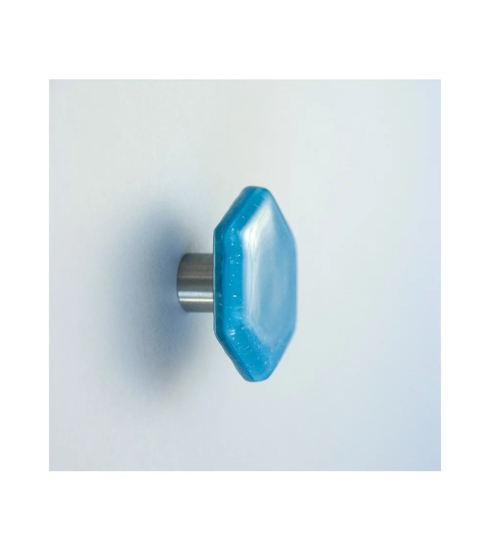 bouton de meuble en verre de forme hexagonale