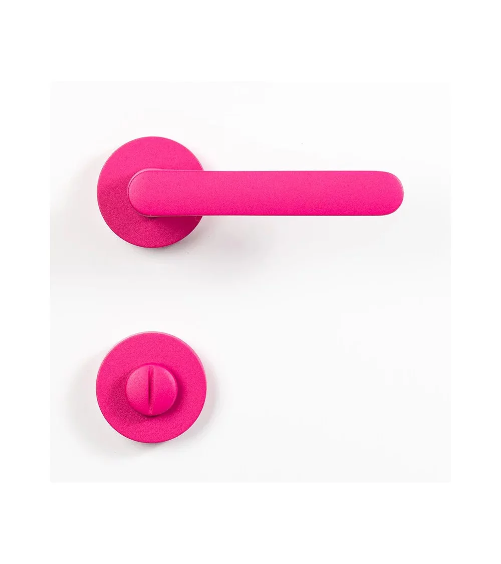 modern pink door handle and its designer lock
